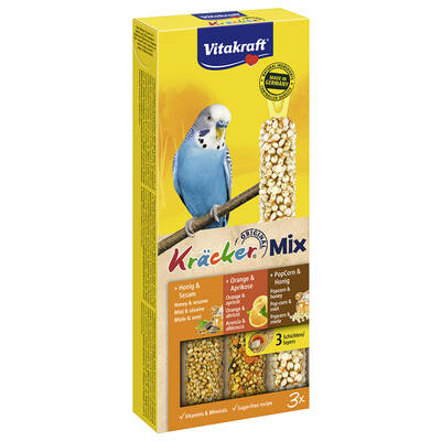 VITAKRAFT Kracker Trio Budgie Honey,Grains&Fruit 3pcs