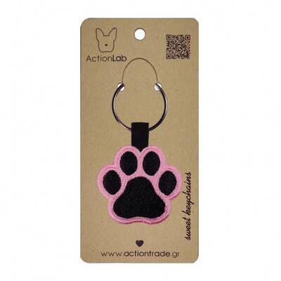 ACTION LAB Κεντητό Μπρελόκ Animal Paw Pink