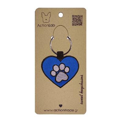 ACTION LAB Κεντητό Μπρελόκ Paw Heart Blue