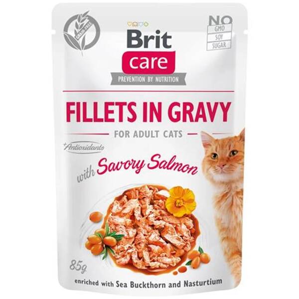 BRIT Care Cat Pouches Fillets Gravy Kitten Salmon 85gr