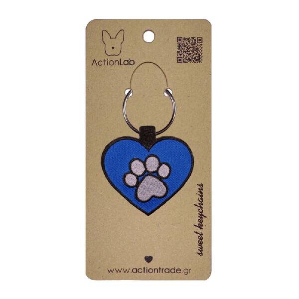 ACTION LAB Κεντητό Μπρελόκ Paw Heart Blue