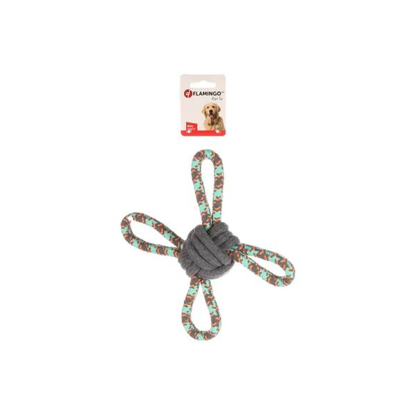 FLAMINGO Dog Toy Cotton Riva Multiring+Ball Green 25cm