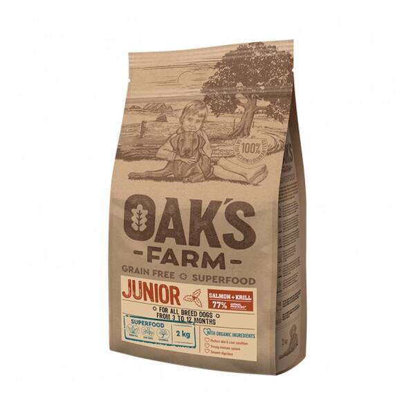 OAKS FARM Dog GF All Breed Junior  Salmon&Krill 2kg