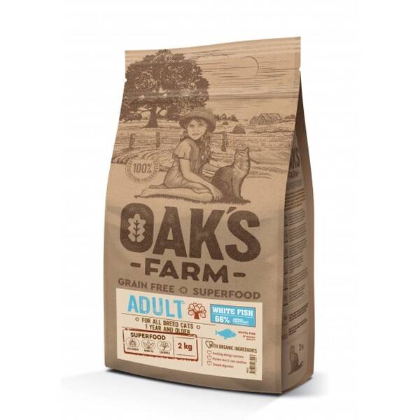 OAKS FARM Cat GF Adult White Fish 2kg