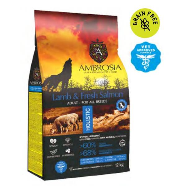 AMBROSIA GF Dog Adult Lamb&Salmon 2kg