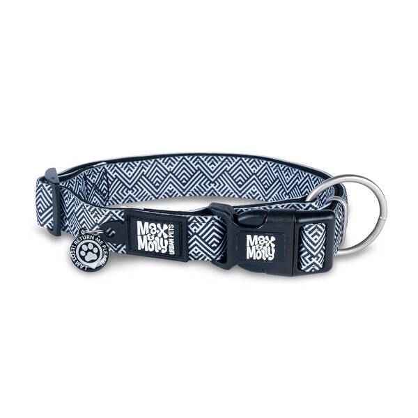 MAX & MOLLY Smart ID Collar - Mykonos Black/L 2,5cmx39-62cm